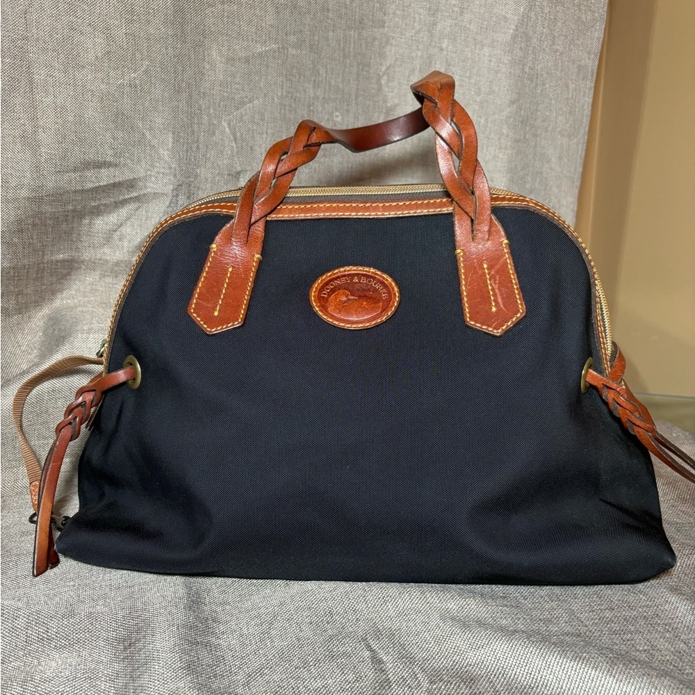 🔥SALE! DOONEY & BOURKE Black Canvas/Leather Braided Double Handle Satchel
